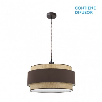 Distribuidor - Lâmpadas Diversas | Colgantes Moderno | COLGANTE KANDY 3XE27 NATURAL/MARRON REGX60X60 CM Ref: 174296002